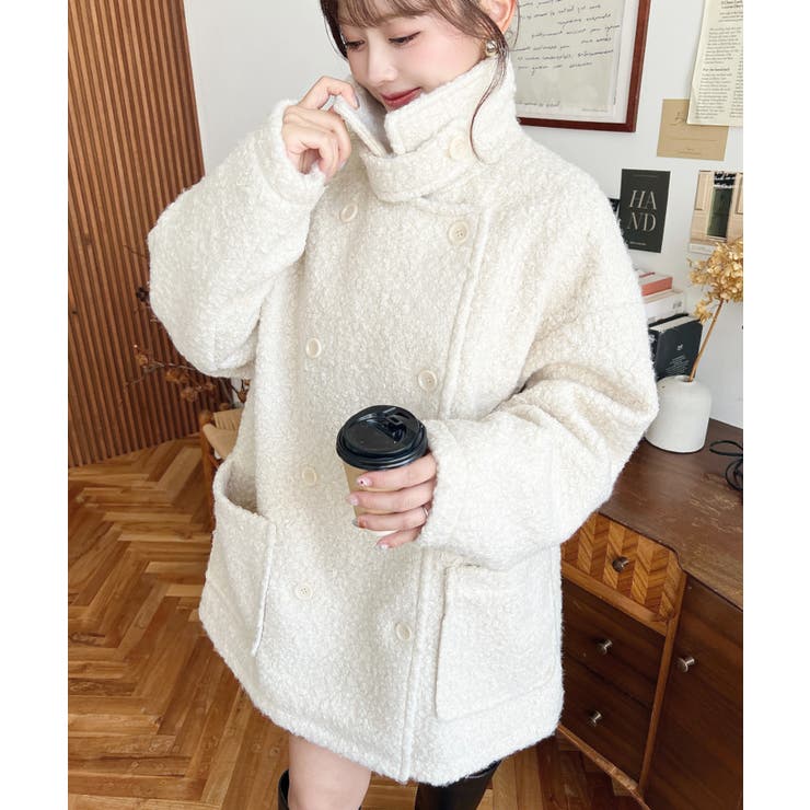 アイボリー | 2WAYアレンジカラーPコートリングフェイクウール | moment+