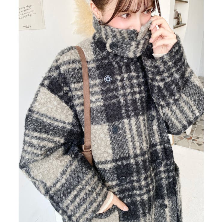 ブラック系その他 | 2WAYアレンジカラーPコートリングフェイクウール | moment+