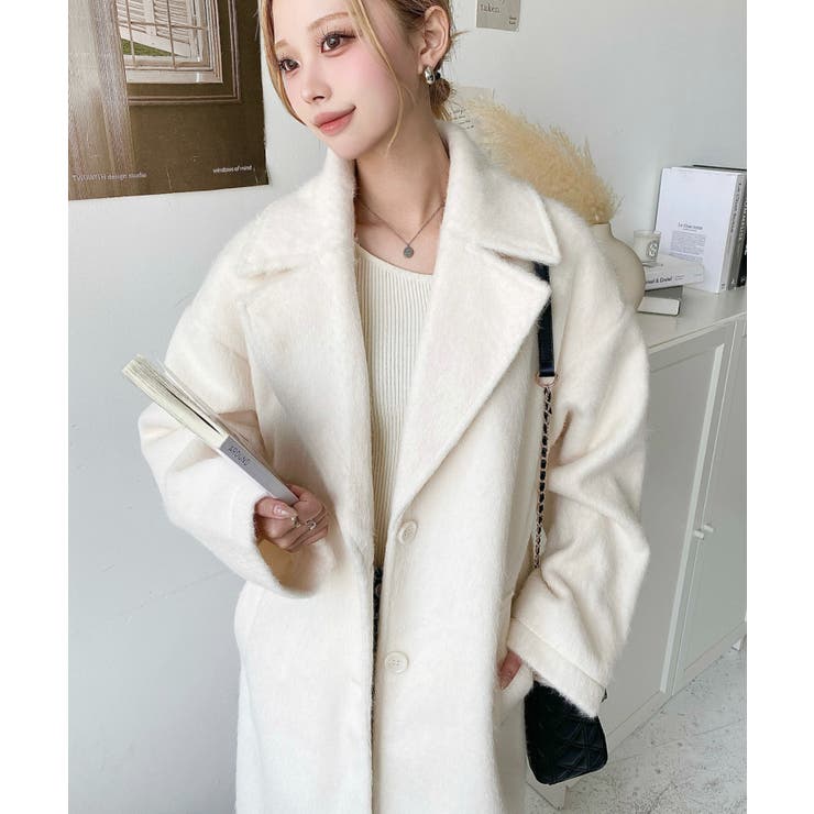 ロングチェスターシャギーコート[品番：ERMW0004080]｜moment+