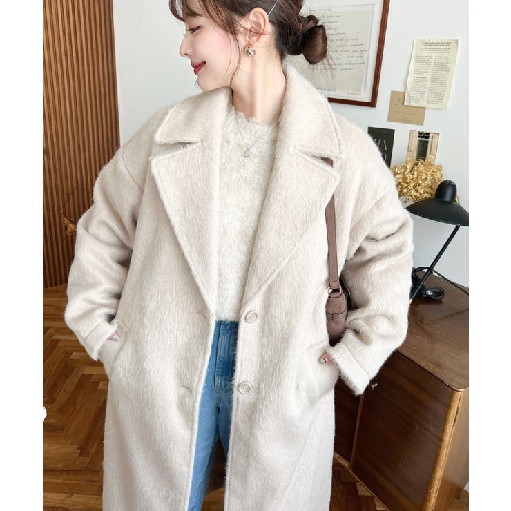 ロングチェスターシャギーコート[品番：ERMW0004080]｜moment+