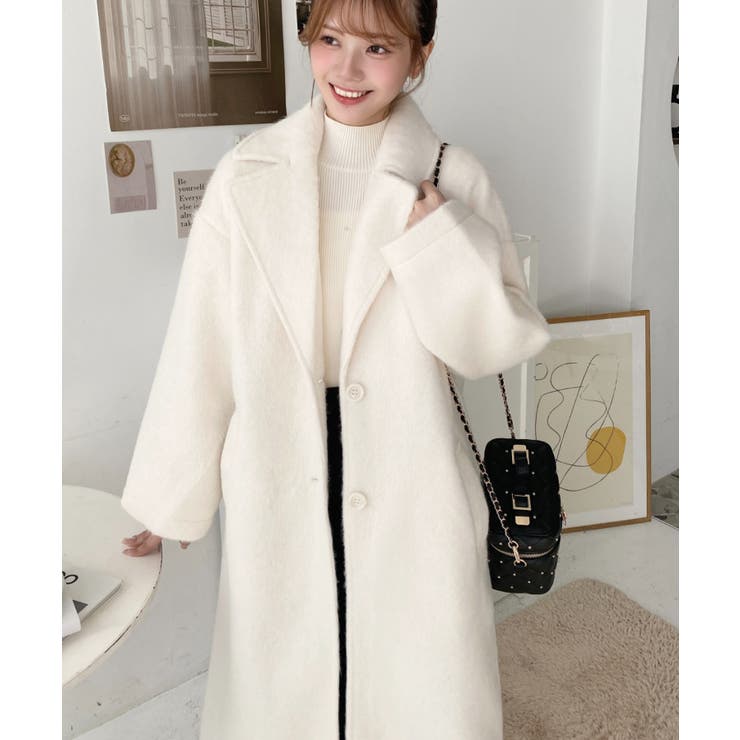 ロングチェスターシャギーコート[品番：ERMW0004080]｜moment+