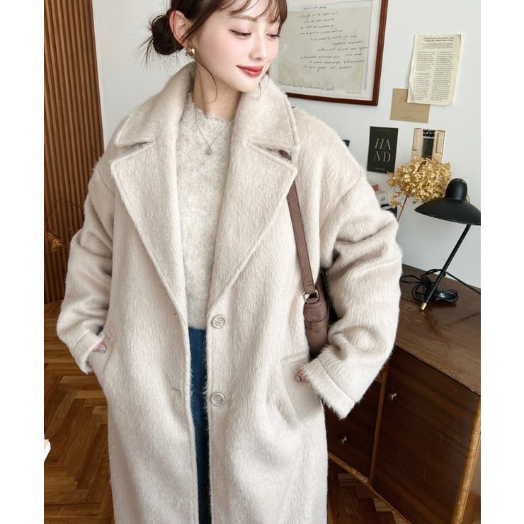 ロングチェスターシャギーコート[品番：ERMW0004080]｜moment+