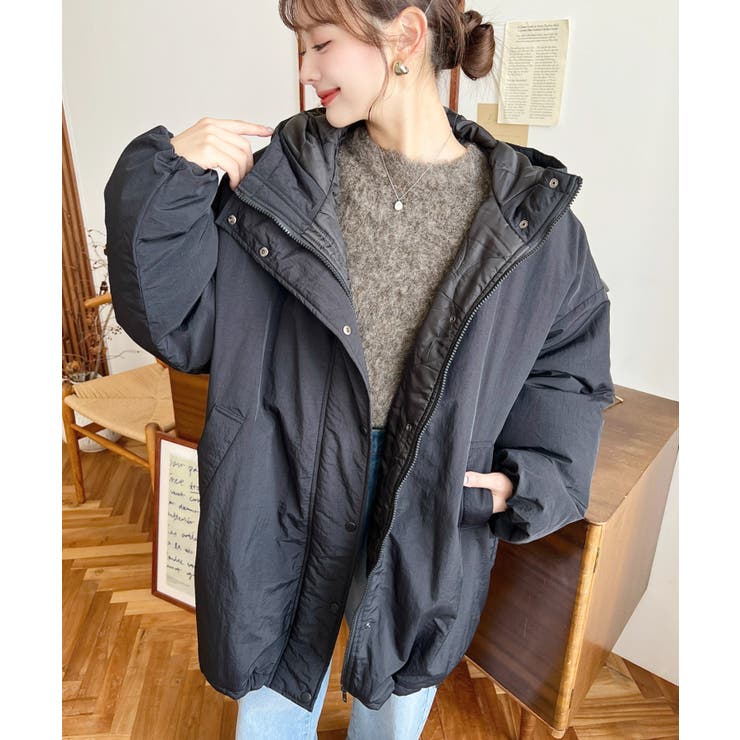 シャカシャカナイロン裏キルトモンスターパーカージャケット | moment+ | 詳細画像28 