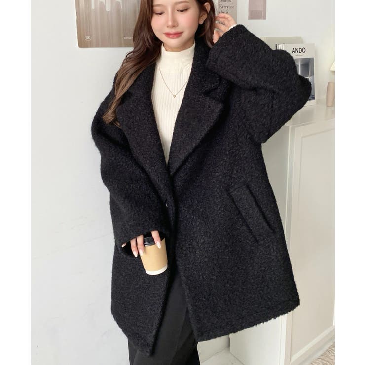 フェイクリングウールルーズシルエットテーラードジャケット[品番