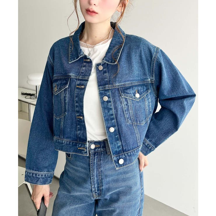 美品　 Gジャン　デニム　ジャケット　モラビト　ブラン　短丈 シルク　混 ショート丈でスタイルUP♪／デニムショートジャケット/ショートGジャン