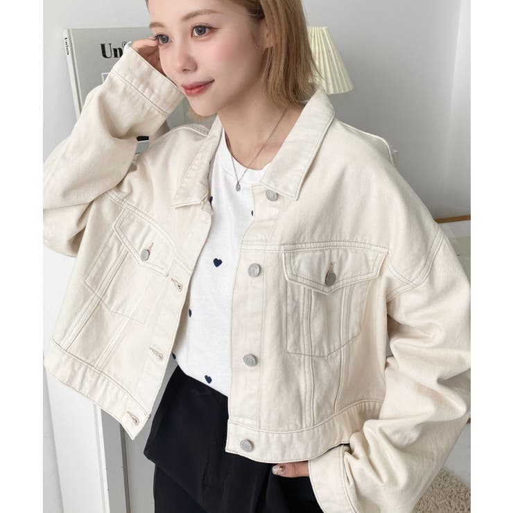 アイボリー | デニムショートジャケット/ショートGジャンヘビーウェイト | moment+