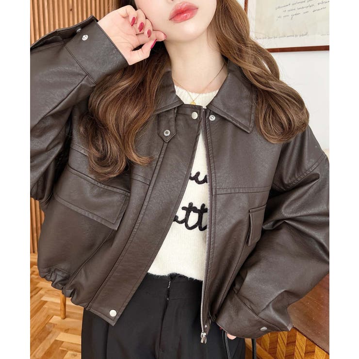 ヴィンテージライクマットフェイクレザー2WAYカラーショート