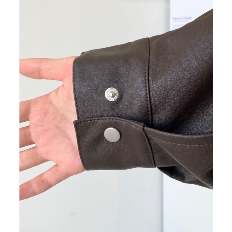 ヴィンテージライクマットフェイクレザー2WAYカラーショートブルゾン | moment+ | 詳細画像48 