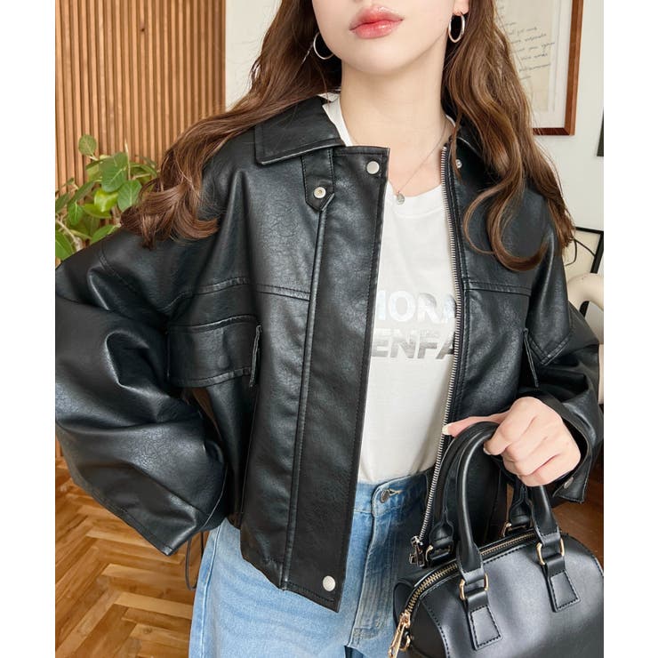 ヴィンテージライクマットフェイクレザー2WAYカラーショート