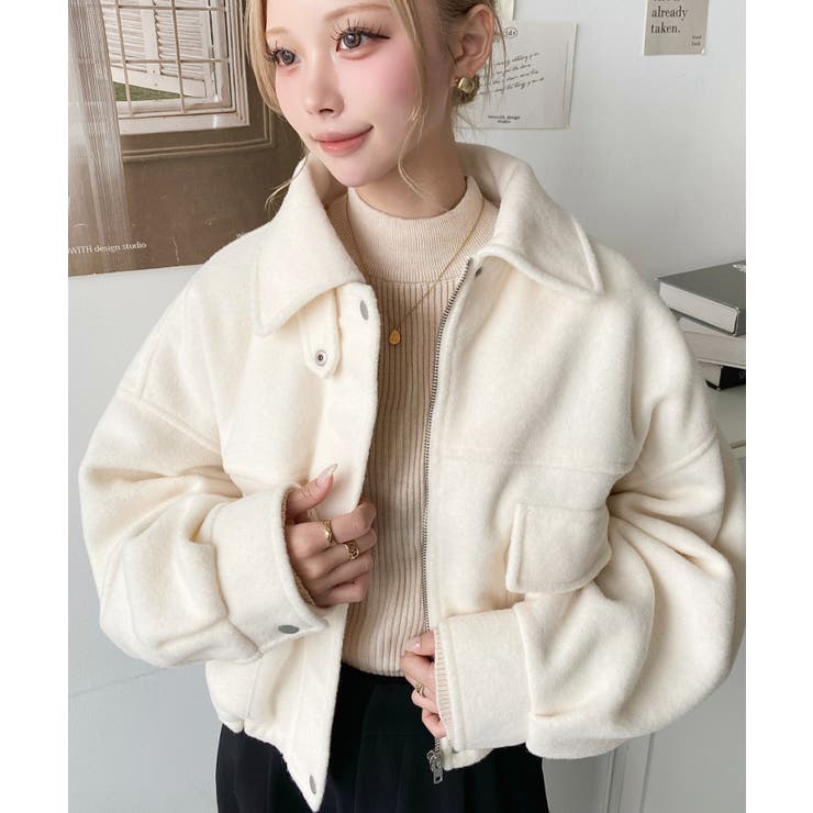 フェイクウールモッサ2WAYアレンジカラーショートブルゾン | moment+ | 詳細画像12 