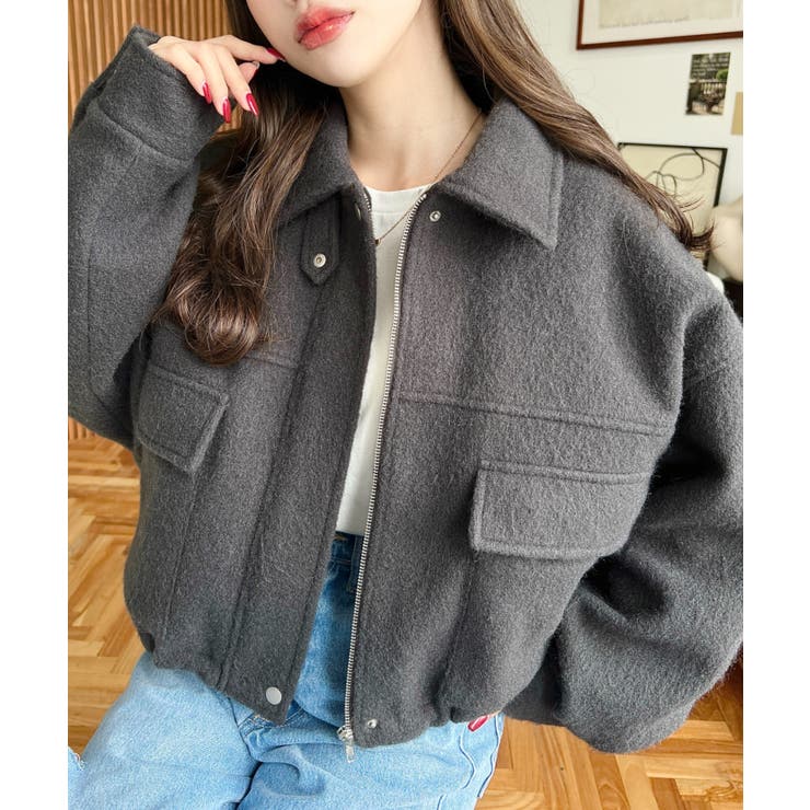 フェイクウールモッサ2WAYアレンジカラーショートブルゾン | moment+ | 詳細画像14 