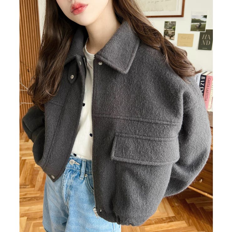 フェイクウールモッサ2WAYアレンジカラーショートブルゾン | moment+ | 詳細画像15 