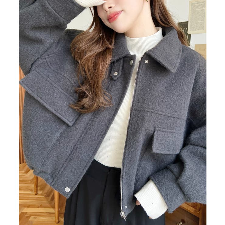 フェイクウールモッサ2WAYアレンジカラーショートブルゾン | moment+ | 詳細画像16 