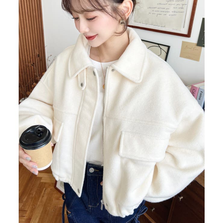 フェイクウールモッサ2WAYアレンジカラーショートブルゾン | moment+ | 詳細画像2 