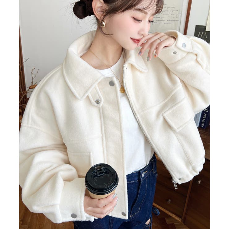 フェイクウールモッサ2WAYアレンジカラーショートブルゾン | moment+ | 詳細画像3 