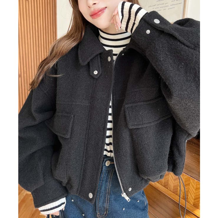 フェイクウールモッサ2WAYアレンジカラーショートブルゾン | moment+ | 詳細画像42 