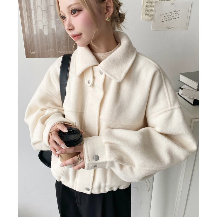 フェイクウールモッサ2WAYアレンジカラーショートブルゾン | moment+ | 詳細画像9 