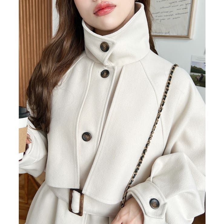 2WAYアレンジカラーミドル丈カラーコートニットメルトン | moment+ | 詳細画像11 