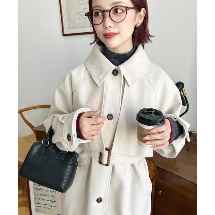 2WAYアレンジカラーミドル丈カラーコートニットメルトン | moment+ | 詳細画像2 