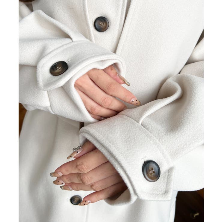 2WAYアレンジカラーミドル丈カラーコートニットメルトン | moment+ | 詳細画像21 