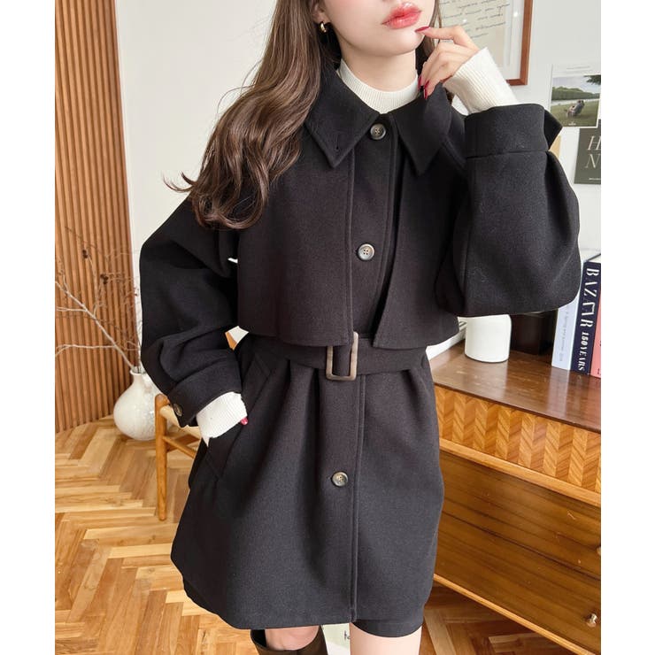 2WAYアレンジカラーミドル丈カラーコートニットメルトン | moment+ | 詳細画像23 