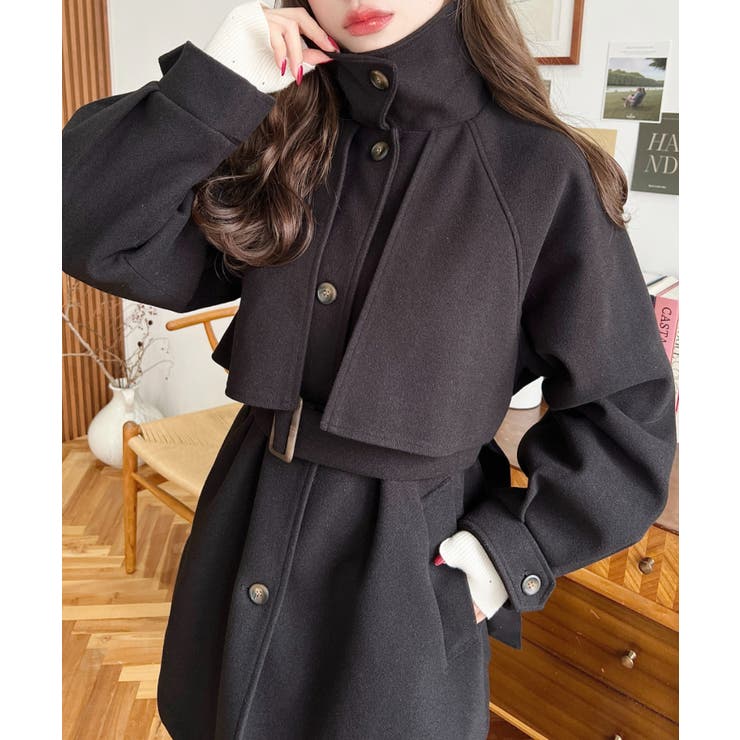 2WAYアレンジカラーミドル丈カラーコートニットメルトン | moment+ | 詳細画像28 