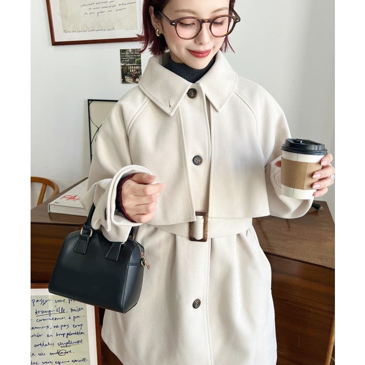 2WAYアレンジカラーミドル丈カラーコートニットメルトン | moment+ | 詳細画像3 