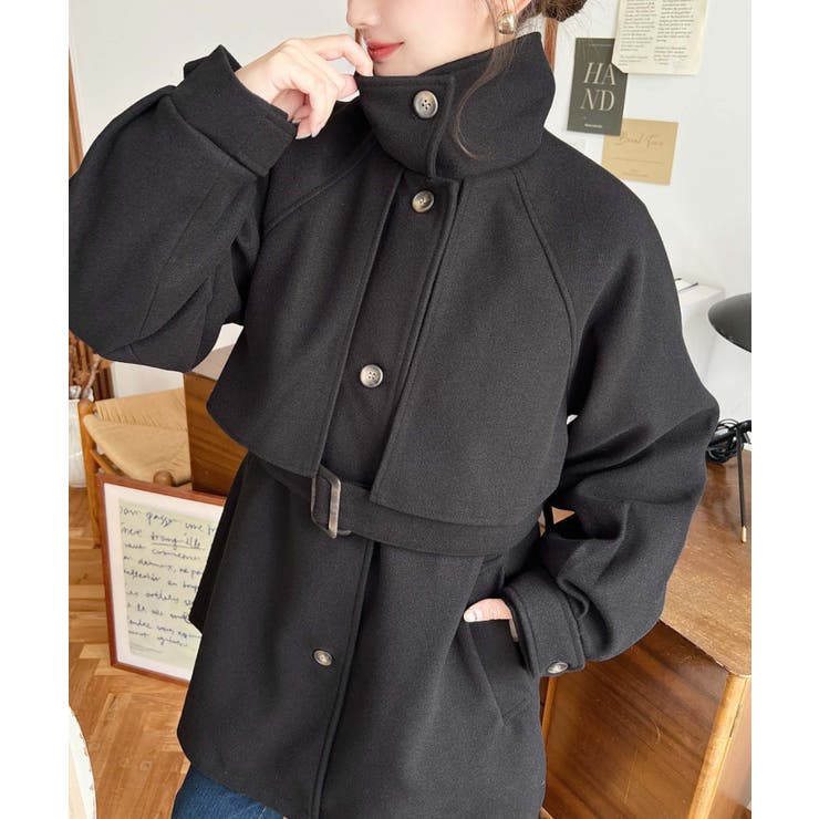 2WAYアレンジカラーミドル丈カラーコートニットメルトン | moment+ | 詳細画像33 