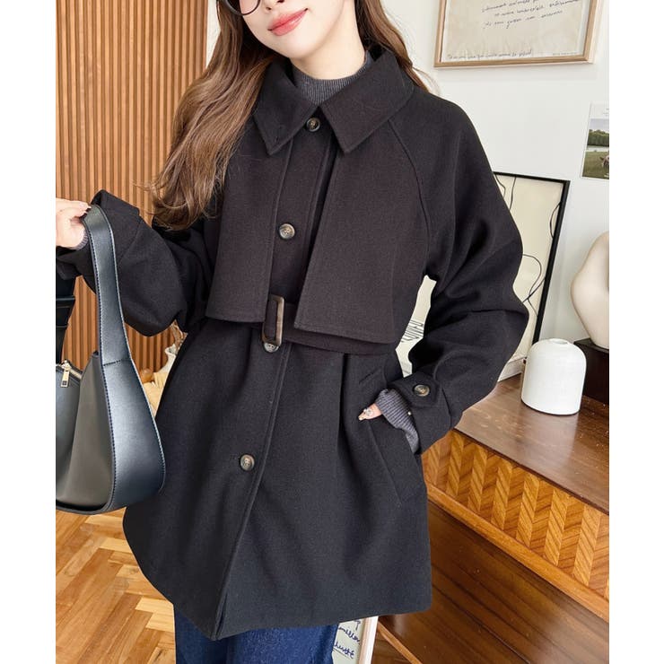 BY メルトンメランジミドル丈コート 美品 MANTECO メルトンメランジ