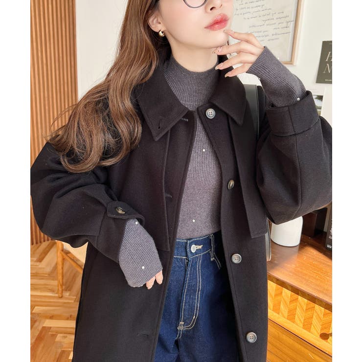 2WAYアレンジカラーミドル丈カラーコートニットメルトン | moment+ | 詳細画像37 