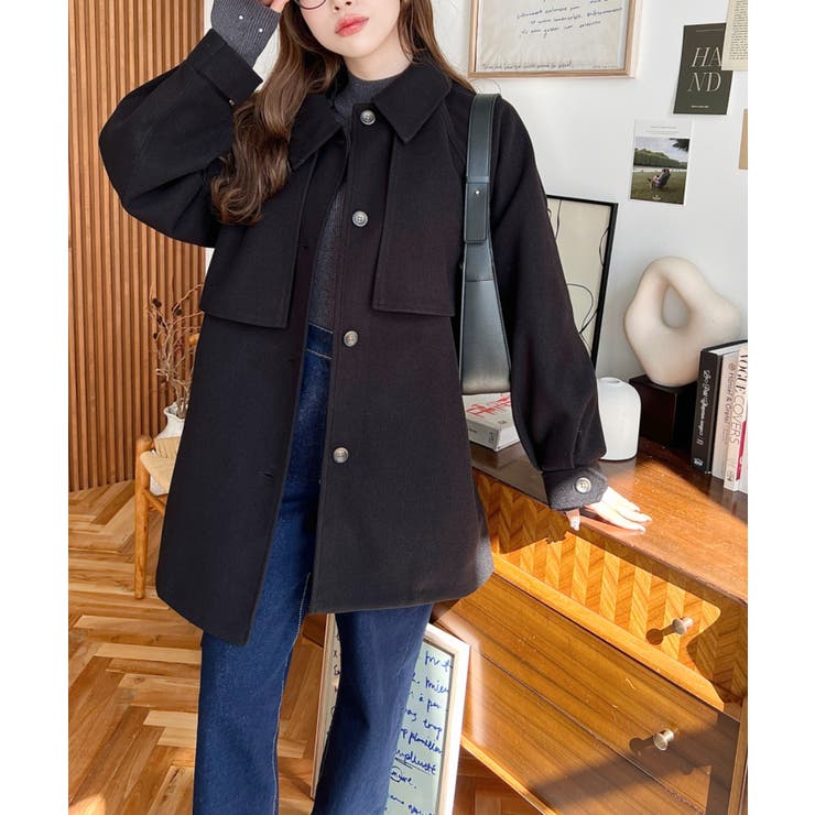 2WAYアレンジカラーミドル丈カラーコートニットメルトン | moment+ | 詳細画像38 