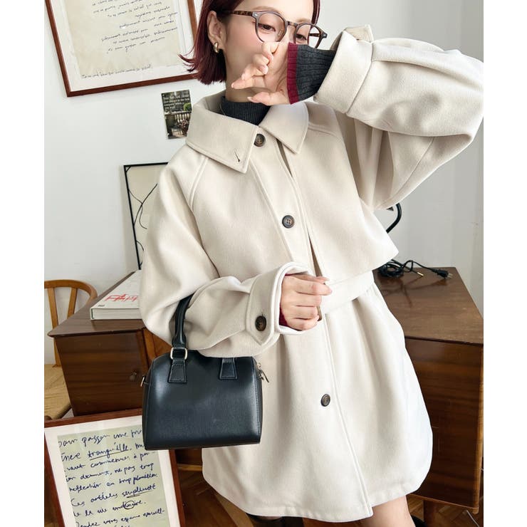 2WAYアレンジカラーミドル丈カラーコートニットメルトン | moment+ | 詳細画像4 