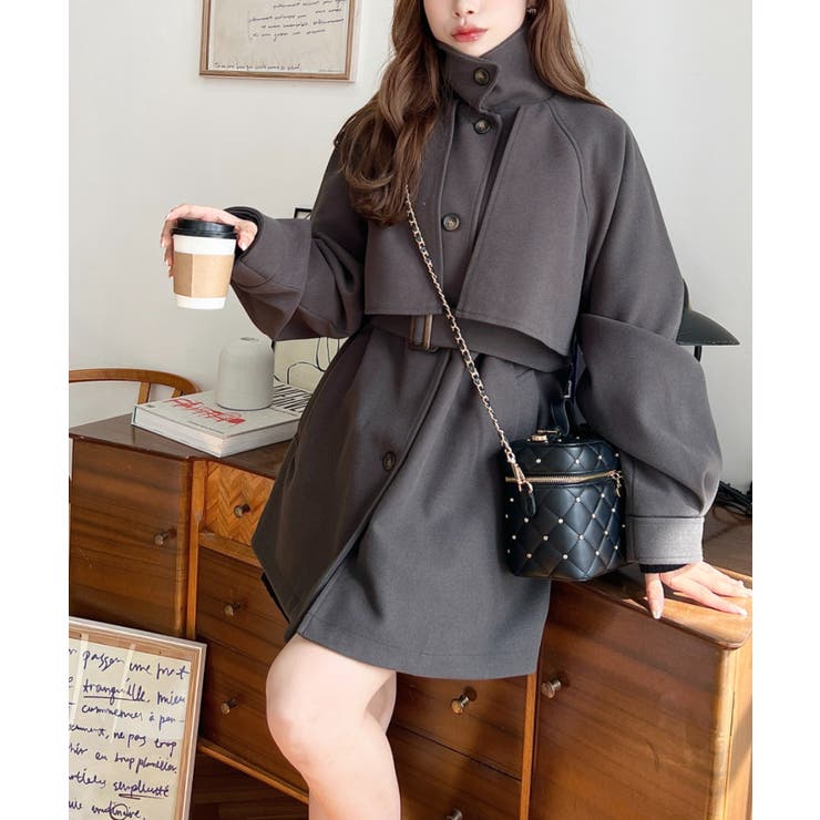 2WAYアレンジカラーミドル丈カラーコートニットメルトン | moment+ | 詳細画像41 