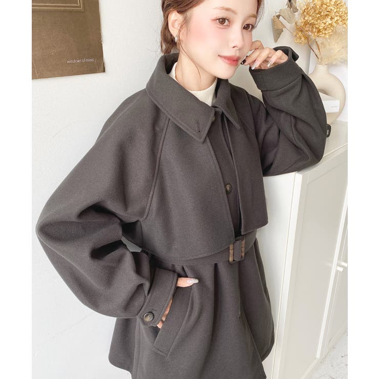 2WAYアレンジカラーミドル丈カラーコートニットメルトン | moment+ | 詳細画像43 