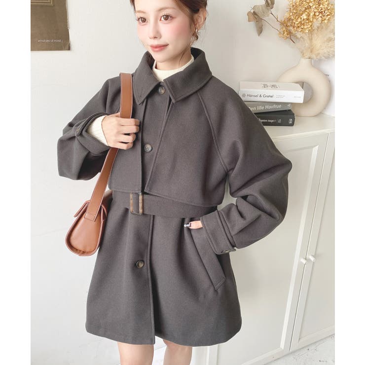 2WAYアレンジカラーミドル丈カラーコートニットメルトン | moment+ | 詳細画像44 