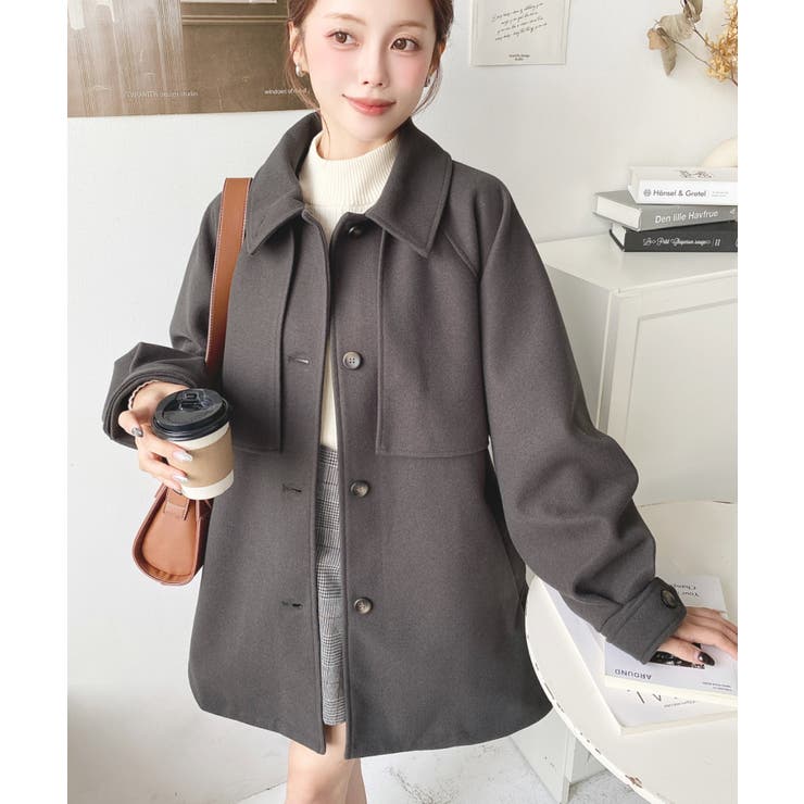 2WAYアレンジカラーミドル丈カラーコートニットメルトン | moment+ | 詳細画像46 