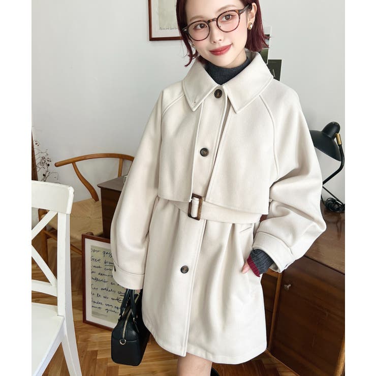 2WAYアレンジカラーミドル丈カラーコートニットメルトン | moment+ | 詳細画像5 