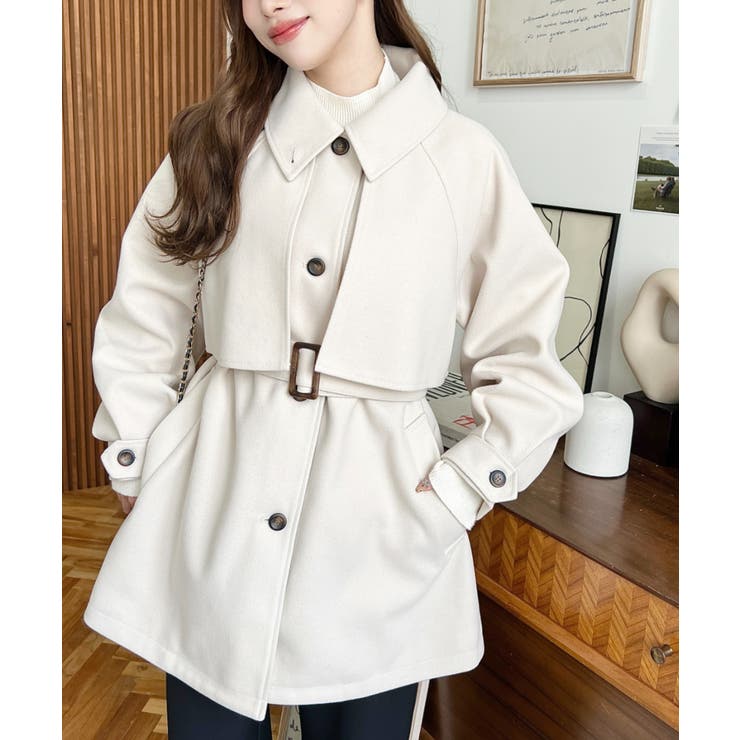 2WAYアレンジカラーミドル丈カラーコートニットメルトン | moment+ | 詳細画像8 