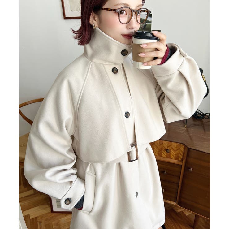 アイボリー | 2WAYアレンジカラーミドル丈カラーコートニットメルトン | moment+