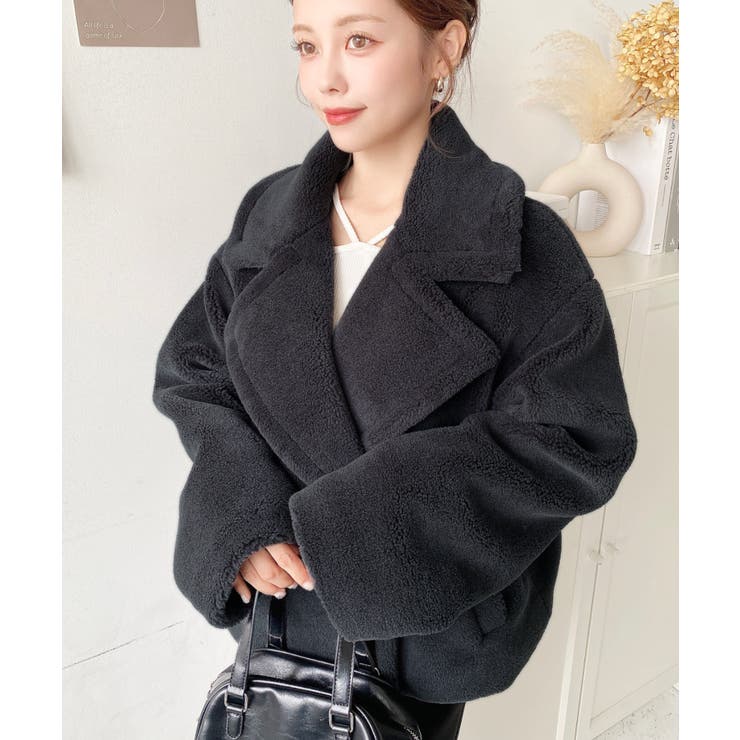 ショート丈テディベアボアPコートジャケット | moment+ | 詳細画像15 