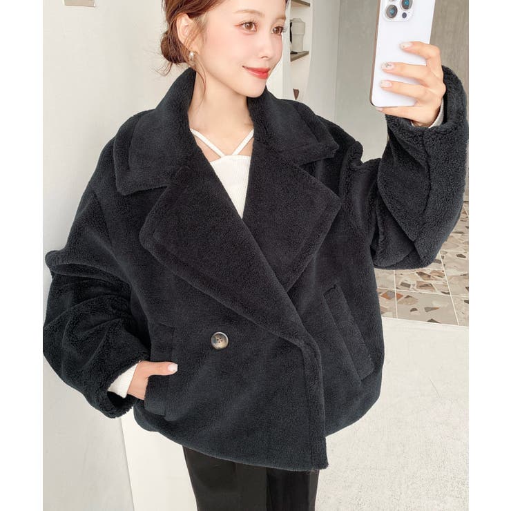 ショート丈テディベアボアPコートジャケット | moment+ | 詳細画像16 