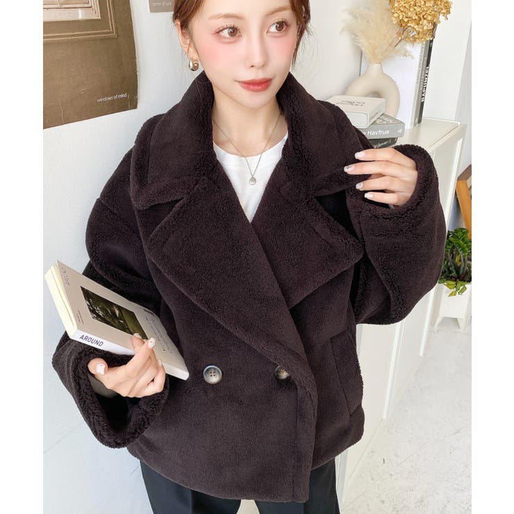 ショート丈テディベアボアPコートジャケット | moment+ | 詳細画像26 