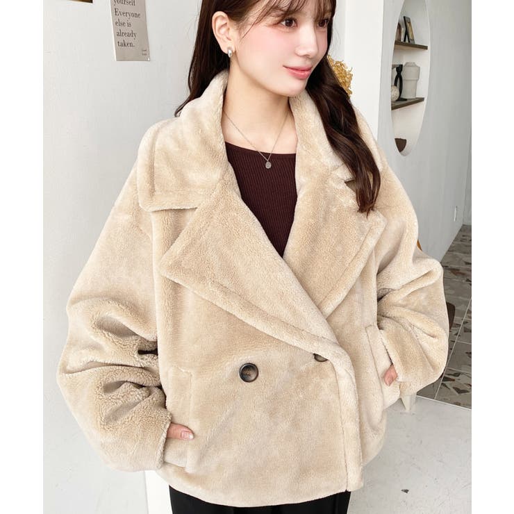 ショート丈テディベアボアPコートジャケット | moment+ | 詳細画像28 