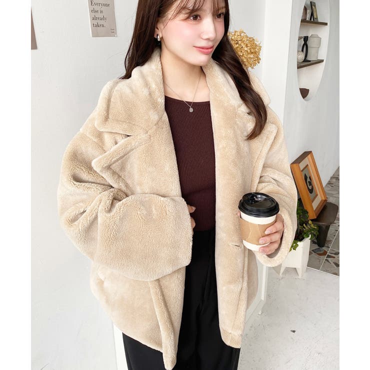 ショート丈テディベアボアPコートジャケット | moment+ | 詳細画像31 