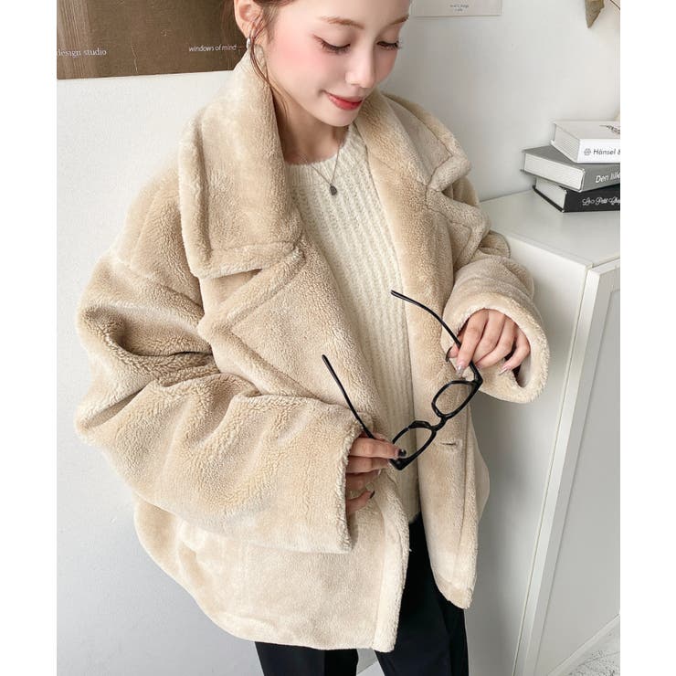 ショート丈テディベアボアPコートジャケット | moment+ | 詳細画像37 