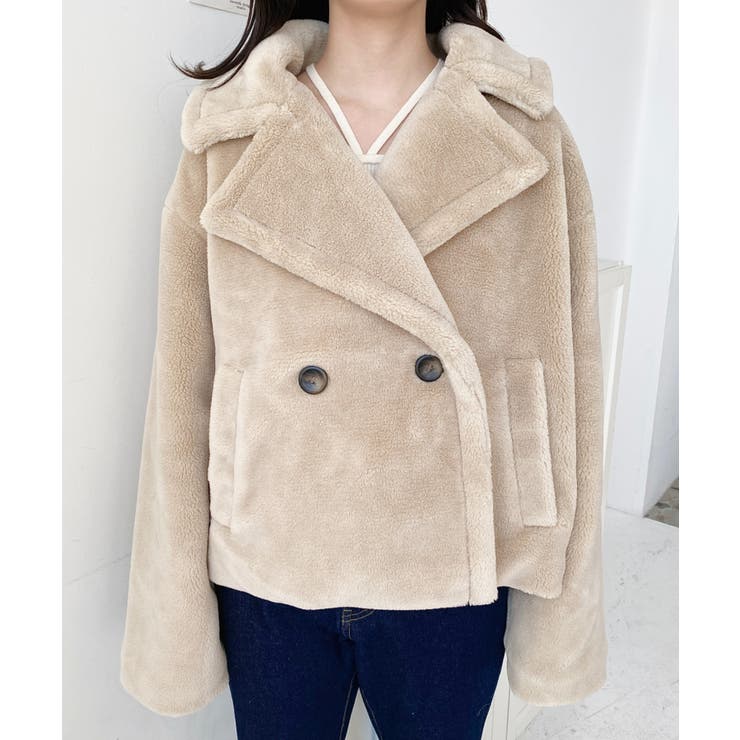 ショート丈テディベアボアPコートジャケット | moment+ | 詳細画像38 