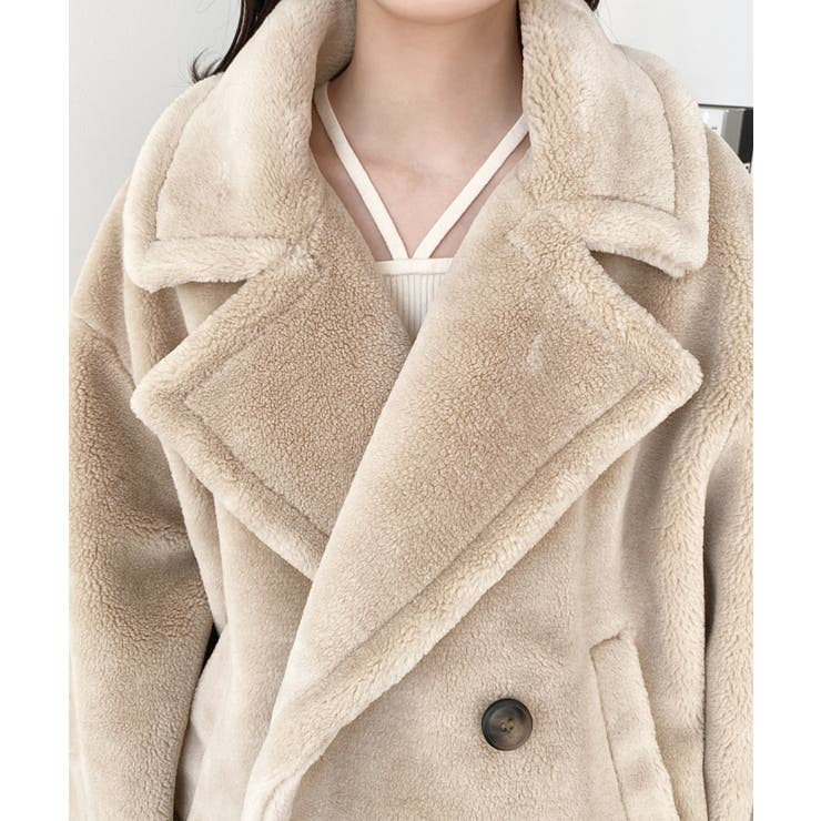 ショート丈テディベアボアPコートジャケット | moment+ | 詳細画像39 