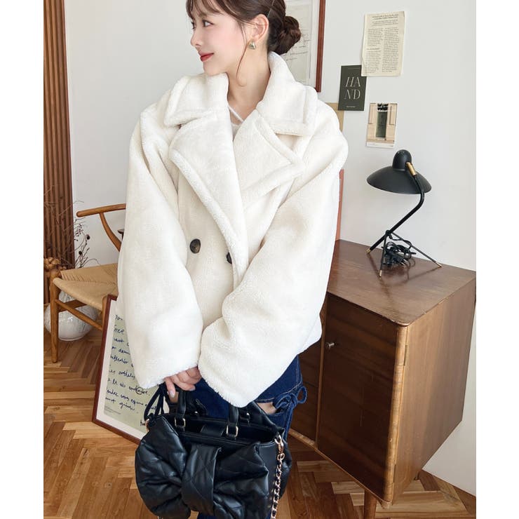 ショート丈テディベアボアPコートジャケット | moment+ | 詳細画像5 