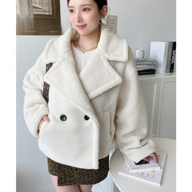 ショート丈テディベアボアPコートジャケット | moment+ | 詳細画像6 