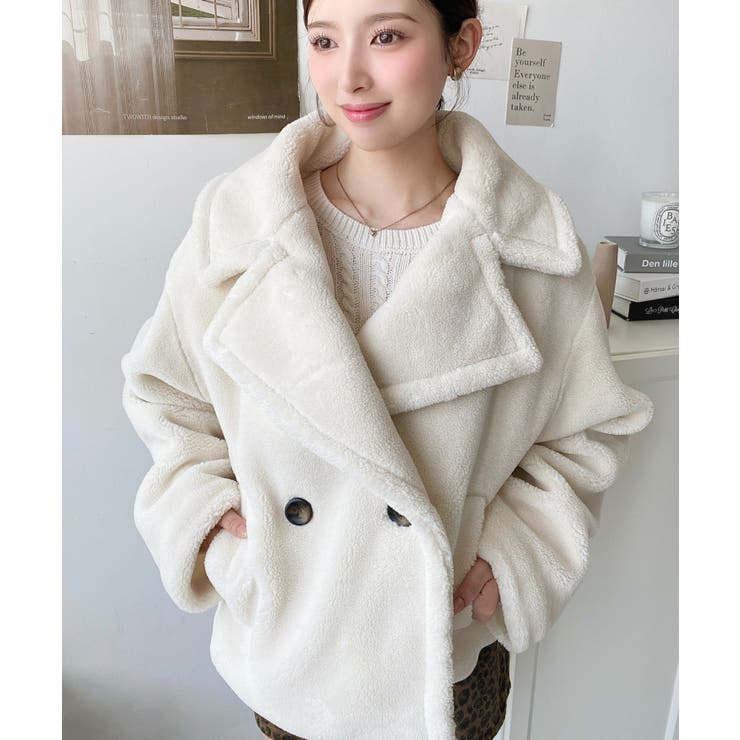 ショート丈テディベアボアPコートジャケット | moment+ | 詳細画像8 